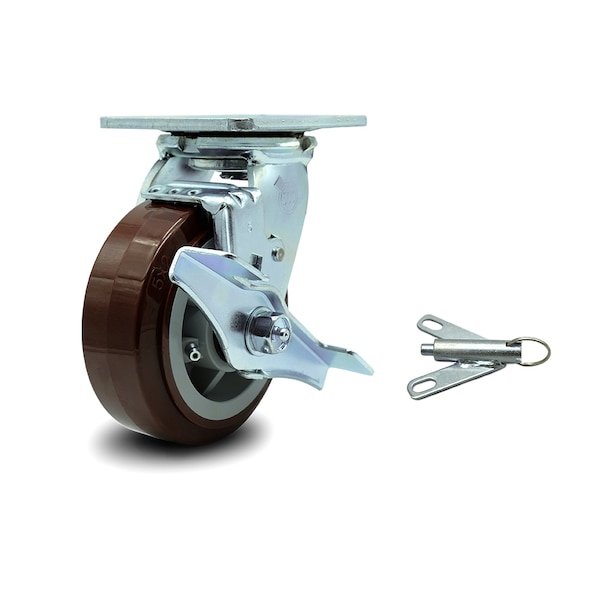 5 Inch Polyurethane Caster with Ball Bearing and Brake/Swivel Lock SCC